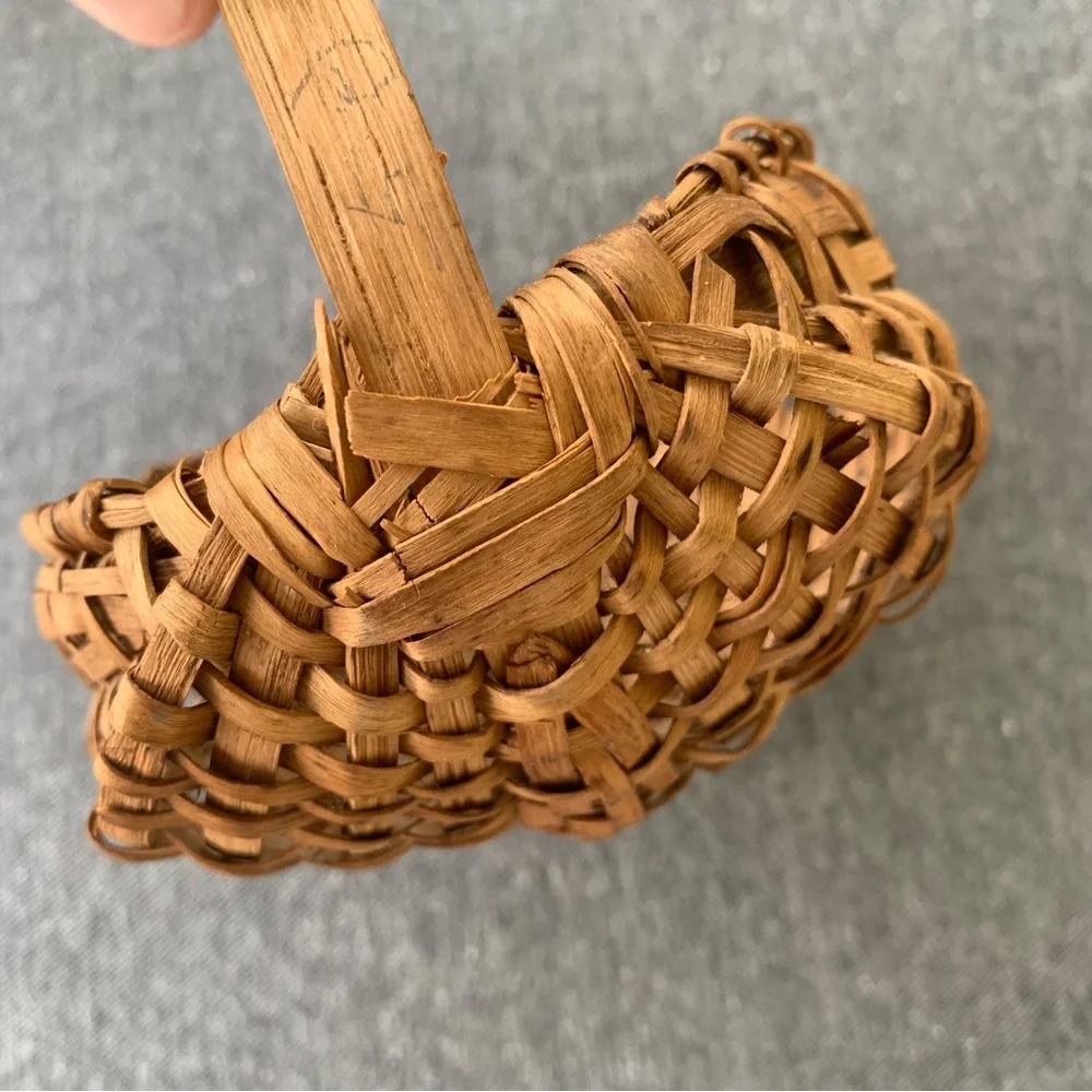 Splint Oak Basket Antique Primitive Fruit Gathering Farmhouse Farm Split